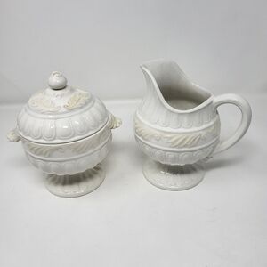 Lenox Butler's Pantry Sugar and Cream Milk Holder Serveware Ivory‎ White Flawed